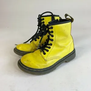 Dr. Martens Junior Little Kids Delaney Ankle Boots Sz 12 Yellow Leather Side Zip