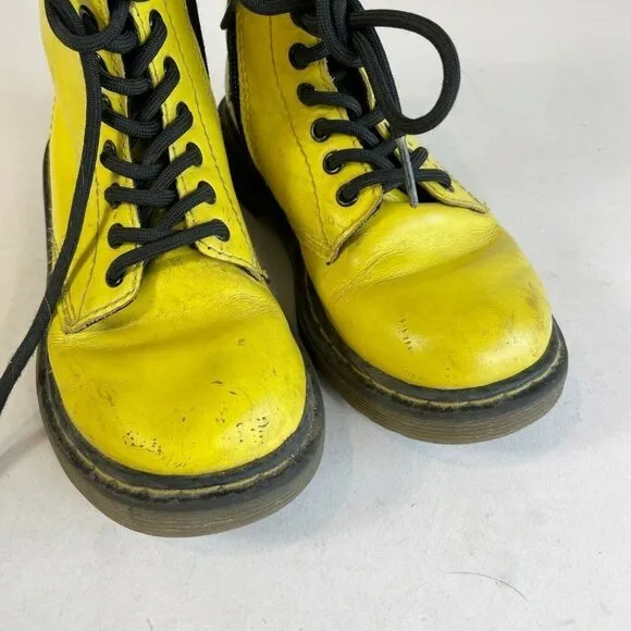 Dr. Martens Junior Little Kids Delaney Ankle Boots Sz 12 Yellow Leather Side Zip