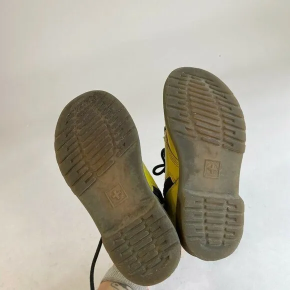 Dr. Martens Junior Little Kids Delaney Ankle Boots Sz 12 Yellow Leather Side Zip