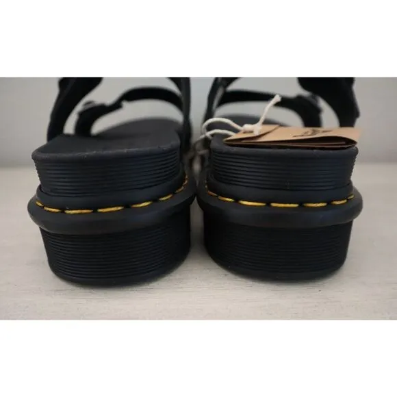 Dr. Martens Men's 10 Women's 11 Black Myles Brando Leather Buckle Sandals $120