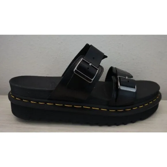 Dr. Martens Men's 10 Women's 11 Black Myles Brando Leather Buckle Sandals $120