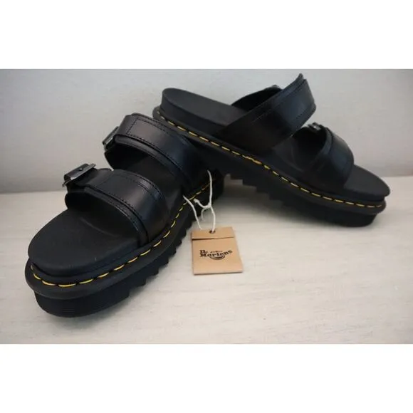 Dr. Martens Men's 10 Women's 11 Black Myles Brando Leather Buckle Sandals $120