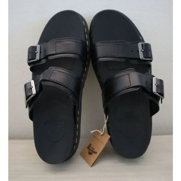 Dr. Martens Men's 10 Women's 11 Black Myles Brando Leather Buckle Sandals $120