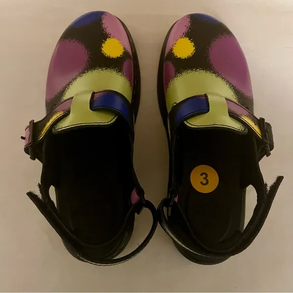 Dr. Martens NWOT Green and Purple Jorgie Multi Haze Mules with Chunky Sole