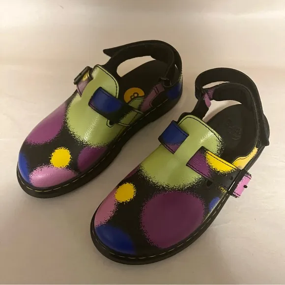 Dr. Martens NWOT Green and Purple Jorgie Multi Haze Mules with Chunky Sole