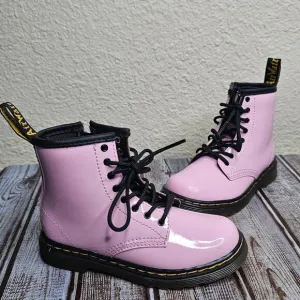 Dr. Martens pink patent leather side zip kids collection boots booties size 10