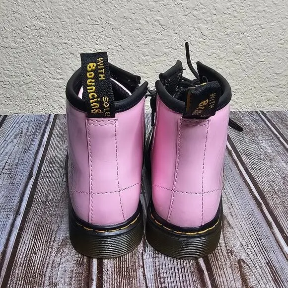 Dr. Martens pink patent leather side zip kids collection boots booties size 10