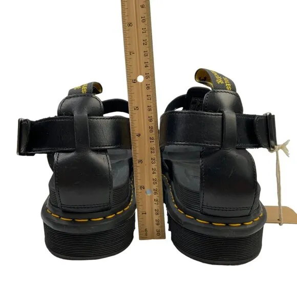 Dr Martens TERRY Leather Strap Sandals 13 Brando Black Buckle Open Toe Fisherman
