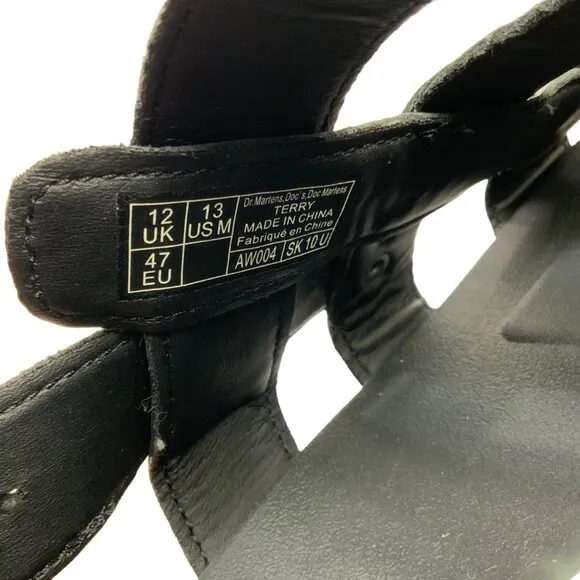 Dr Martens TERRY Leather Strap Sandals 13 Brando Black Buckle Open Toe Fisherman