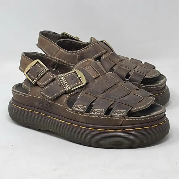 Dr. Martens Vintage Made In England Y2K Chunky Heel Fisherman Sandals Size 7 US