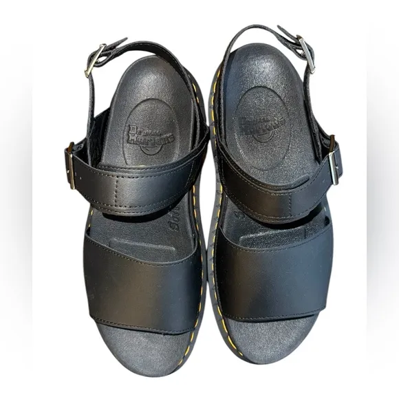 Dr. Martens Voss New Black Leather Strap Sandals with Chunky Sole Women’s Size 9