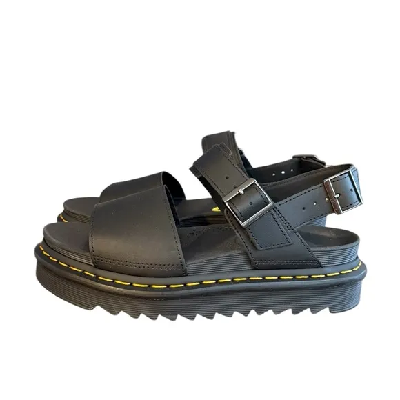 Dr. Martens Voss New Black Leather Strap Sandals with Chunky Sole Women’s Size 9