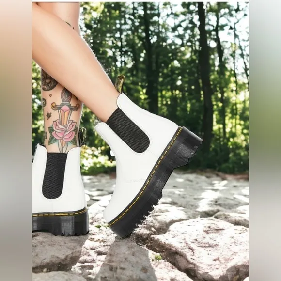 Dr. Martens White Leather Chelsea Boots