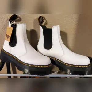 Dr. Martens White Quad Chelsea Boots