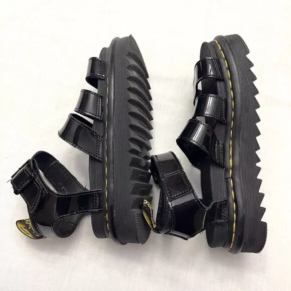 Dr. Martens Women’s Black Blair Patent Leather Sandals Size 6‎
