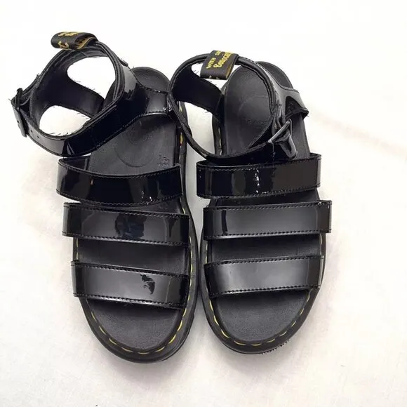 Dr. Martens Women’s Black Blair Patent Leather Sandals Size 6‎