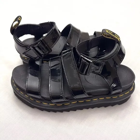 Dr. Martens Women’s Black Blair Patent Leather Sandals Size 6‎
