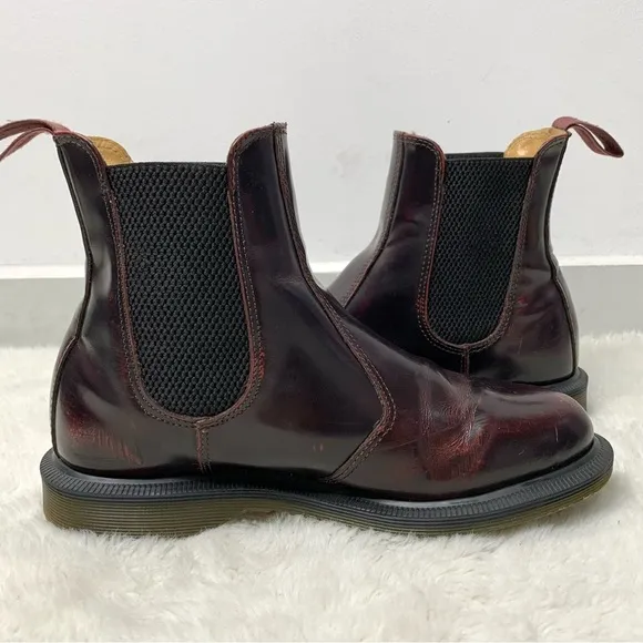 Dr. Martens Women's Flora Red Leather Pull On Chelsea Boots Size 6 / 37