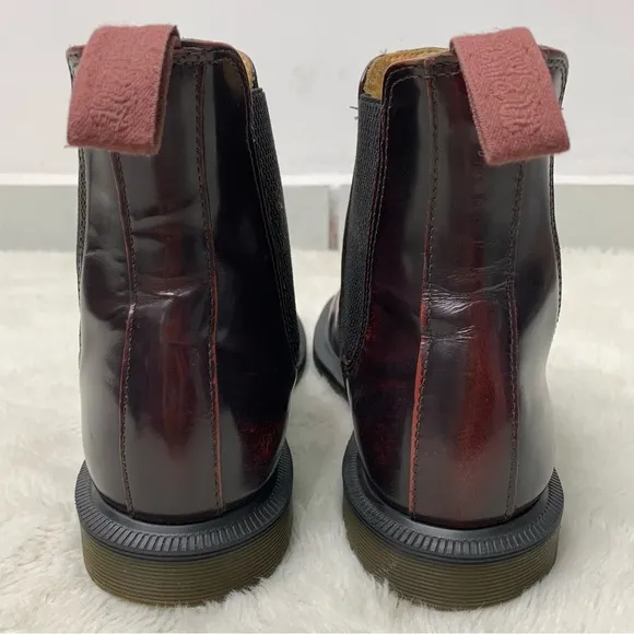 Dr. Martens Women's Flora Red Leather Pull On Chelsea Boots Size 6 / 37