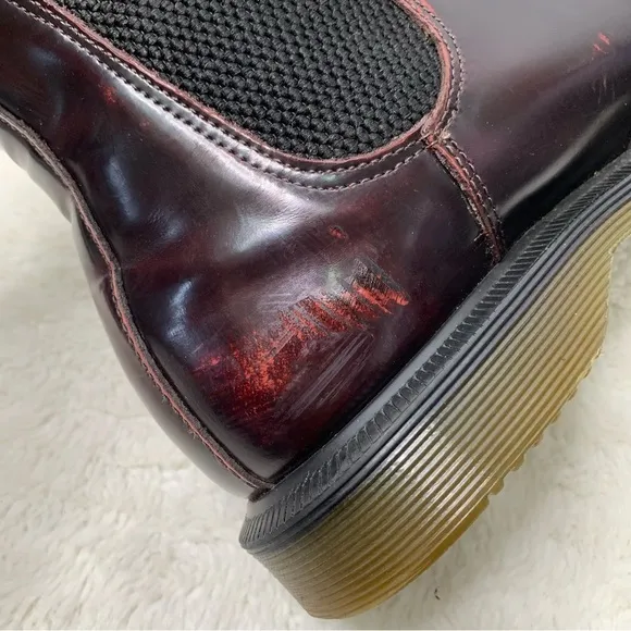 Dr. Martens Women's Flora Red Leather Pull On Chelsea Boots Size 6 / 37