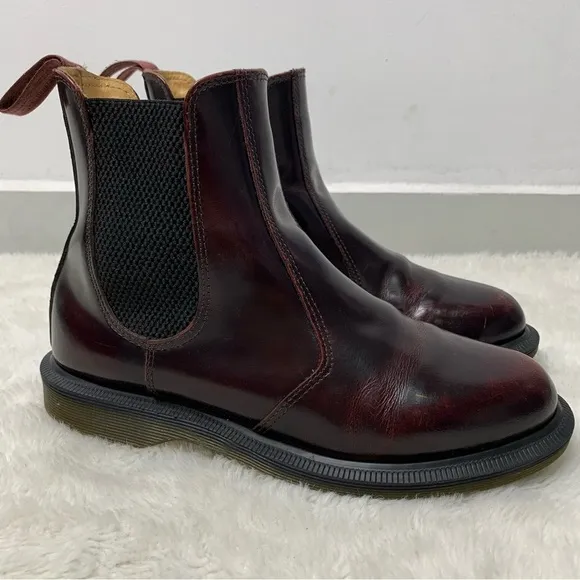 Dr. Martens Women's Flora Red Leather Pull On Chelsea Boots Size 6 / 37