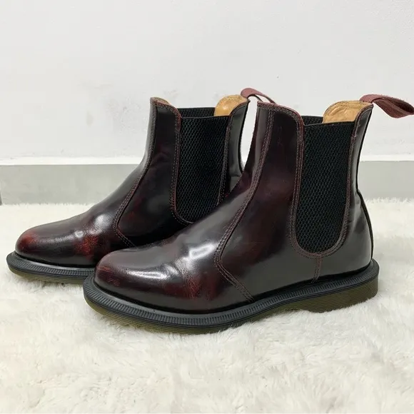 Dr. Martens Women's Flora Red Leather Pull On Chelsea Boots Size 6 / 37