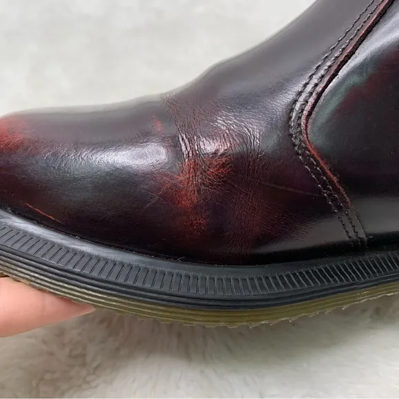 Dr. Martens Women's Flora Red Leather Pull On Chelsea Boots Size 6 / 37