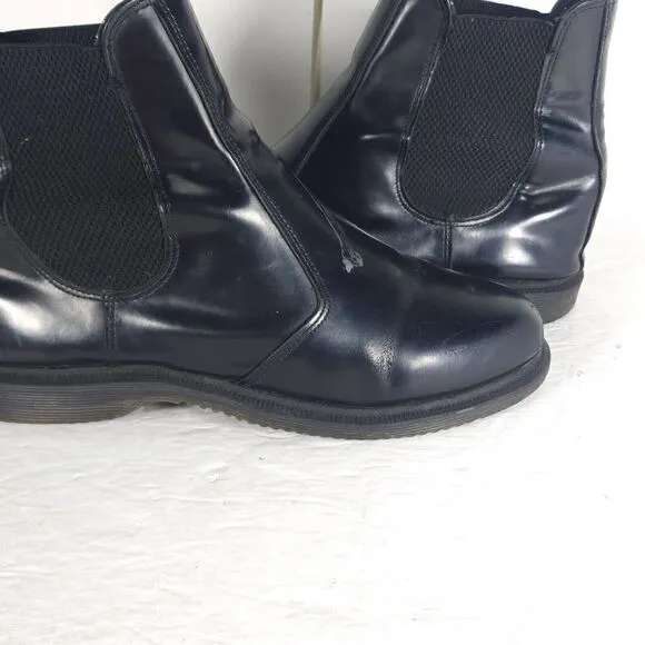 Dr Martens Women's Flora US10 EU 42 Black Smooth Leather Ankle Chelsea Boots
