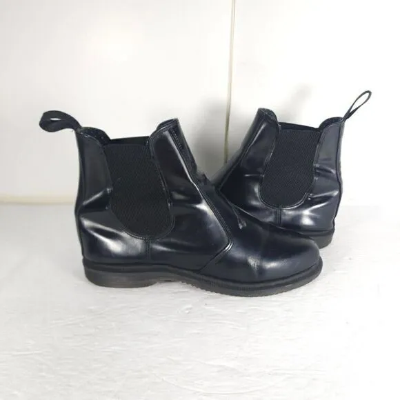 Dr Martens Women's Flora US10 EU 42 Black Smooth Leather Ankle Chelsea Boots