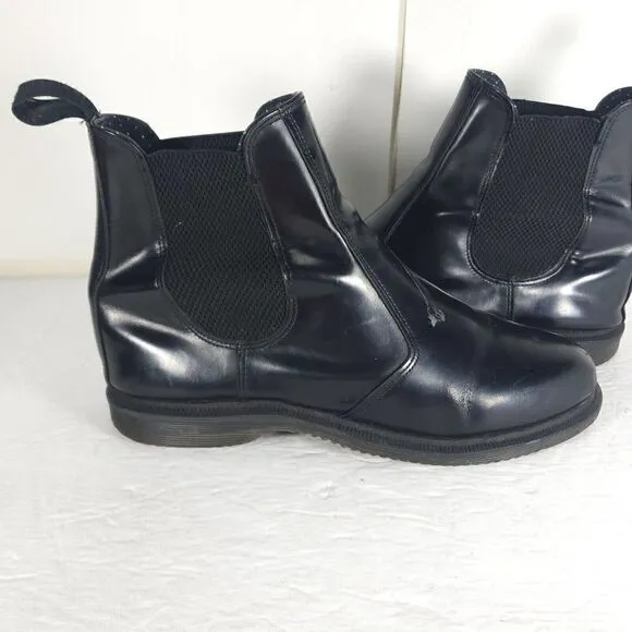 Dr Martens Women's Flora US10 EU 42 Black Smooth Leather Ankle Chelsea Boots