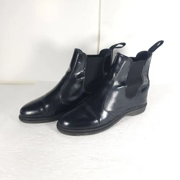 Dr Martens Women's Flora US10 EU 42 Black Smooth Leather Ankle Chelsea Boots