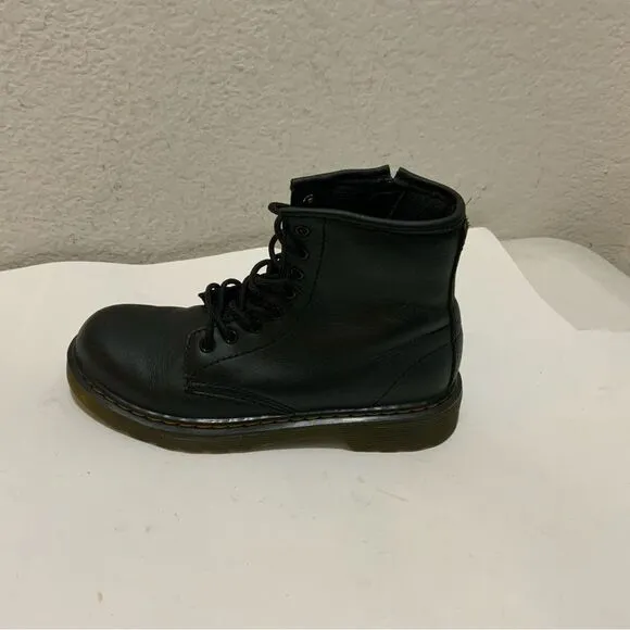 Dr Martens 1460J Black Leather Lace Up Side Zip Ankle Boots Youth Kids Size 3