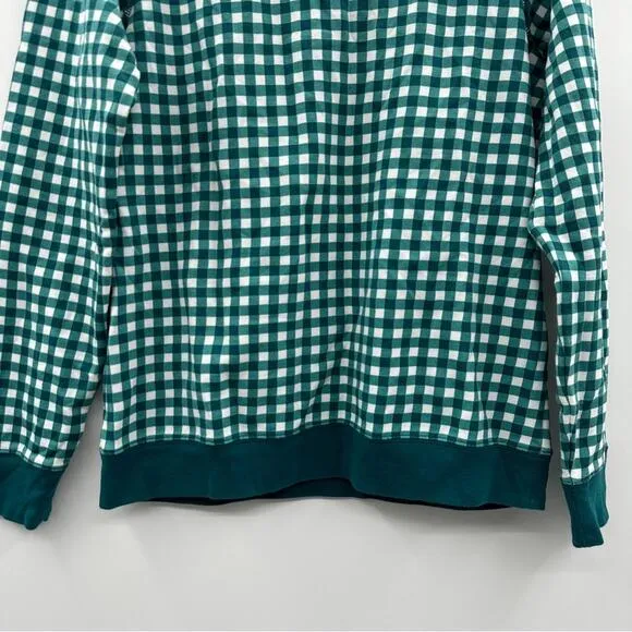Draper James Natalie Green &amp; White Gingham Print‎ Long Sleeve Sweatshirt Sz M