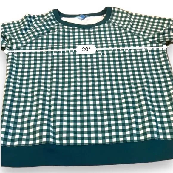 Draper James Natalie Green &amp; White Gingham Print‎ Long Sleeve Sweatshirt Sz M