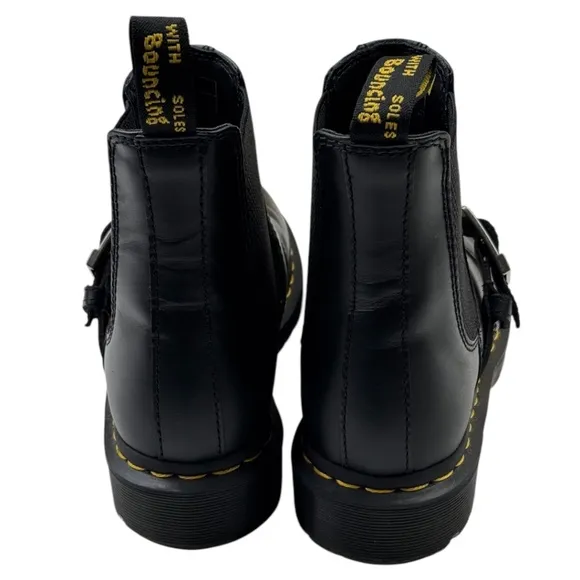 Dr.Martens 2976 Buckle Pull Up Leather Chelsea Boots Black Size US‎ 7 38 EU