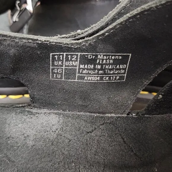 Dr Martens Mens  Flash Fisherman Black Nubuck Leather Sandals Sz 12