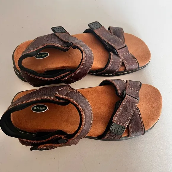 Dr.Scholl’s Men’s Gus Sandals Brown Leather Fisherman Strap Sandals Size 13