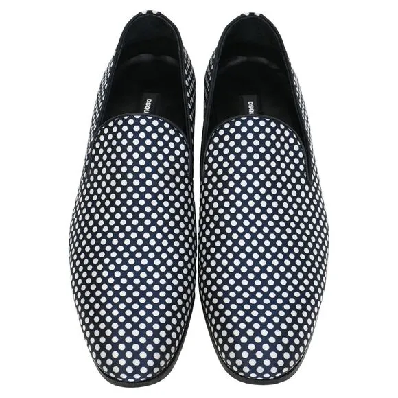 Dsquared2 Polka Dot Loafers in Navy Blue Cotton