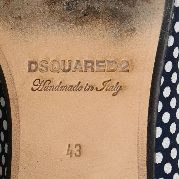 Dsquared2 Polka Dot Loafers in Navy Blue Cotton