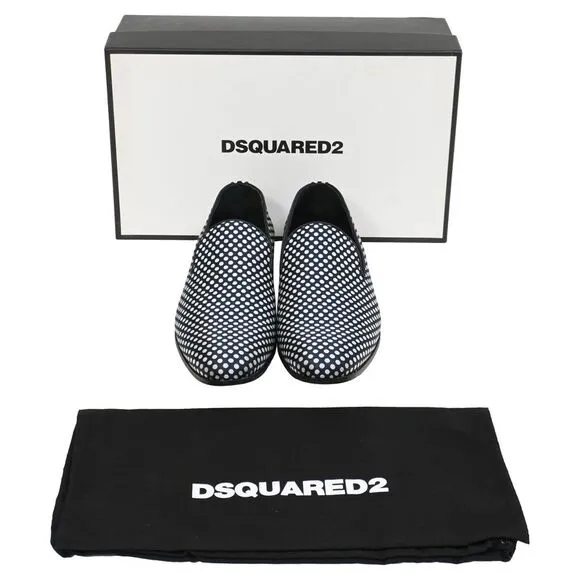 Dsquared2 Polka Dot Loafers in Navy Blue Cotton