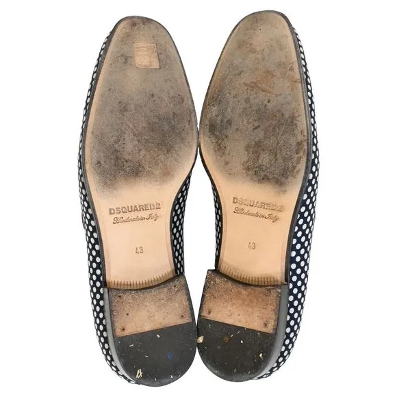 Dsquared2 Polka Dot Loafers in Navy Blue Cotton