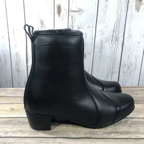Duchinni Milan Waterproof Boots Womens Size 8 Leather Motorcycle Side Zip Black