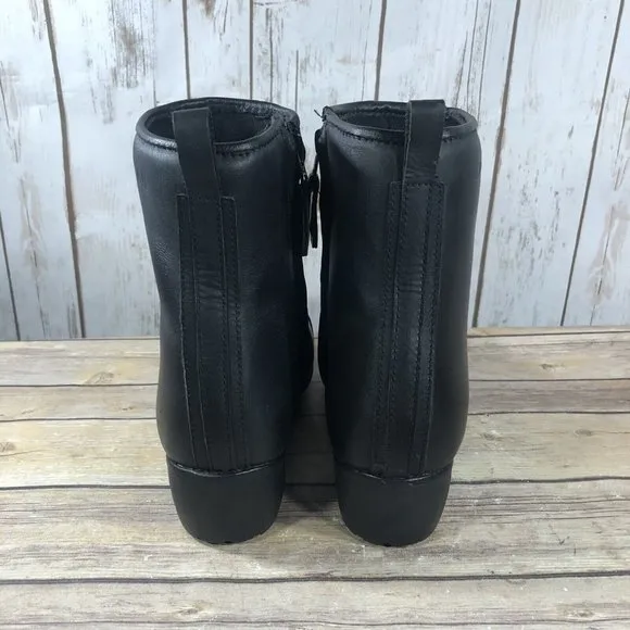 Duchinni Milan Waterproof Boots Womens Size 8 Leather Motorcycle Side Zip Black