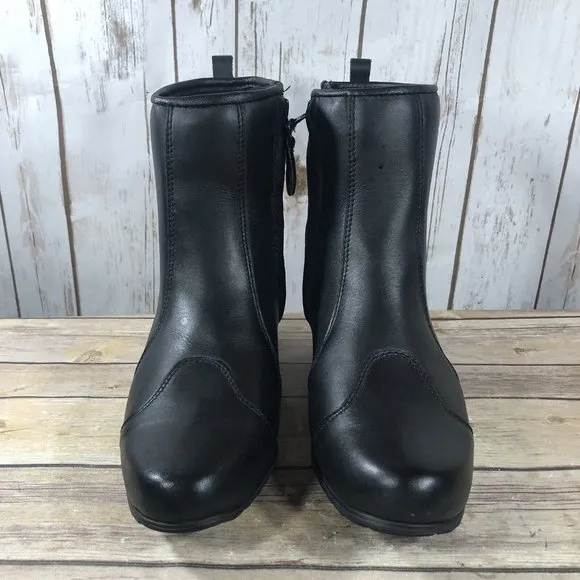 Duchinni Milan Waterproof Boots Womens Size 8 Leather Motorcycle Side Zip Black