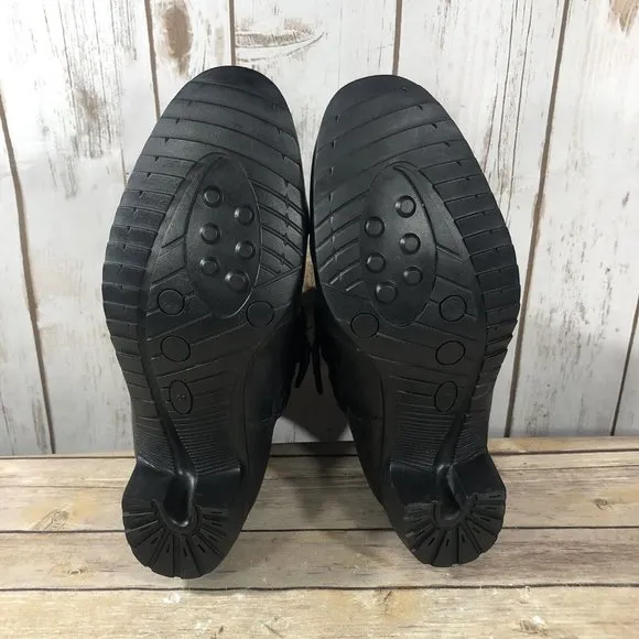 Duchinni Milan Waterproof Boots Womens Size 8 Leather Motorcycle Side Zip Black