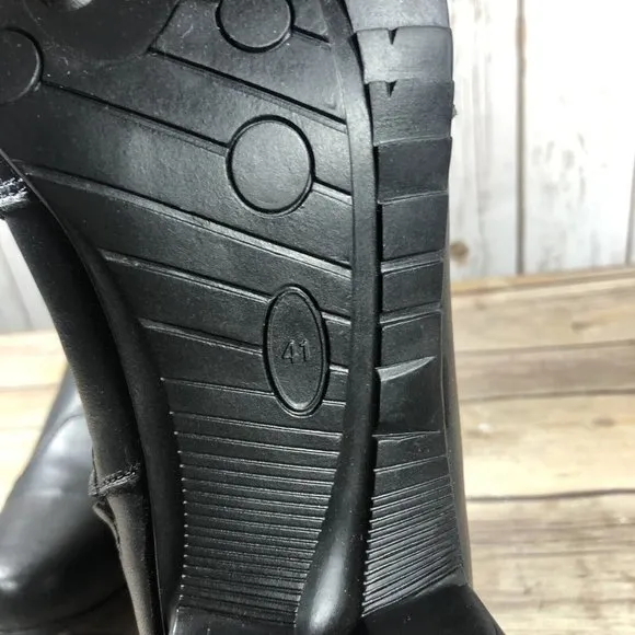 Duchinni Milan Waterproof Boots Womens Size 8 Leather Motorcycle Side Zip Black