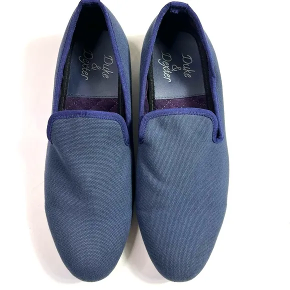Duke &amp; Dexter Blue Canvas Loafers Size 9