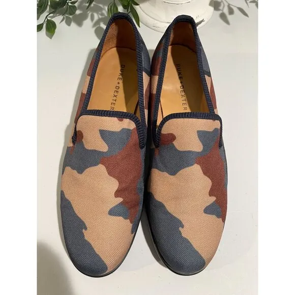 Duke Dexter Camo Loafers Size 8 Handmade In England Canvas Men’s