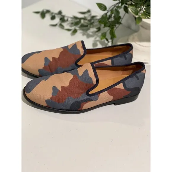 Duke Dexter Camo Loafers Size 8 Handmade In England Canvas Men’s