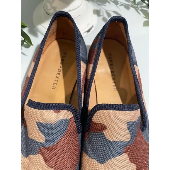 Duke Dexter Camo Loafers Size 8 Handmade In England Canvas Men’s